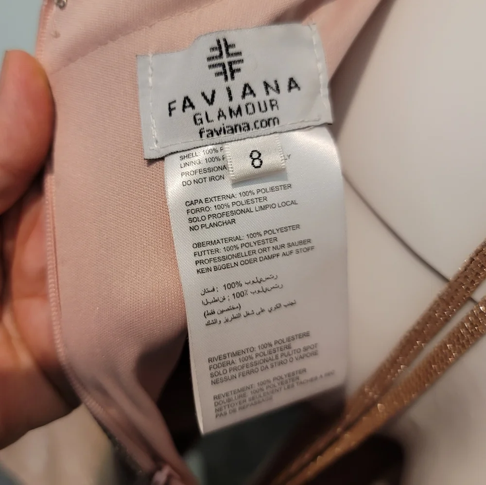 NWT Faviana Glamour Rose Gold Mermiad V-neck Spaghetti Strap Formal Dress Size 8 - Picture 13 of 14